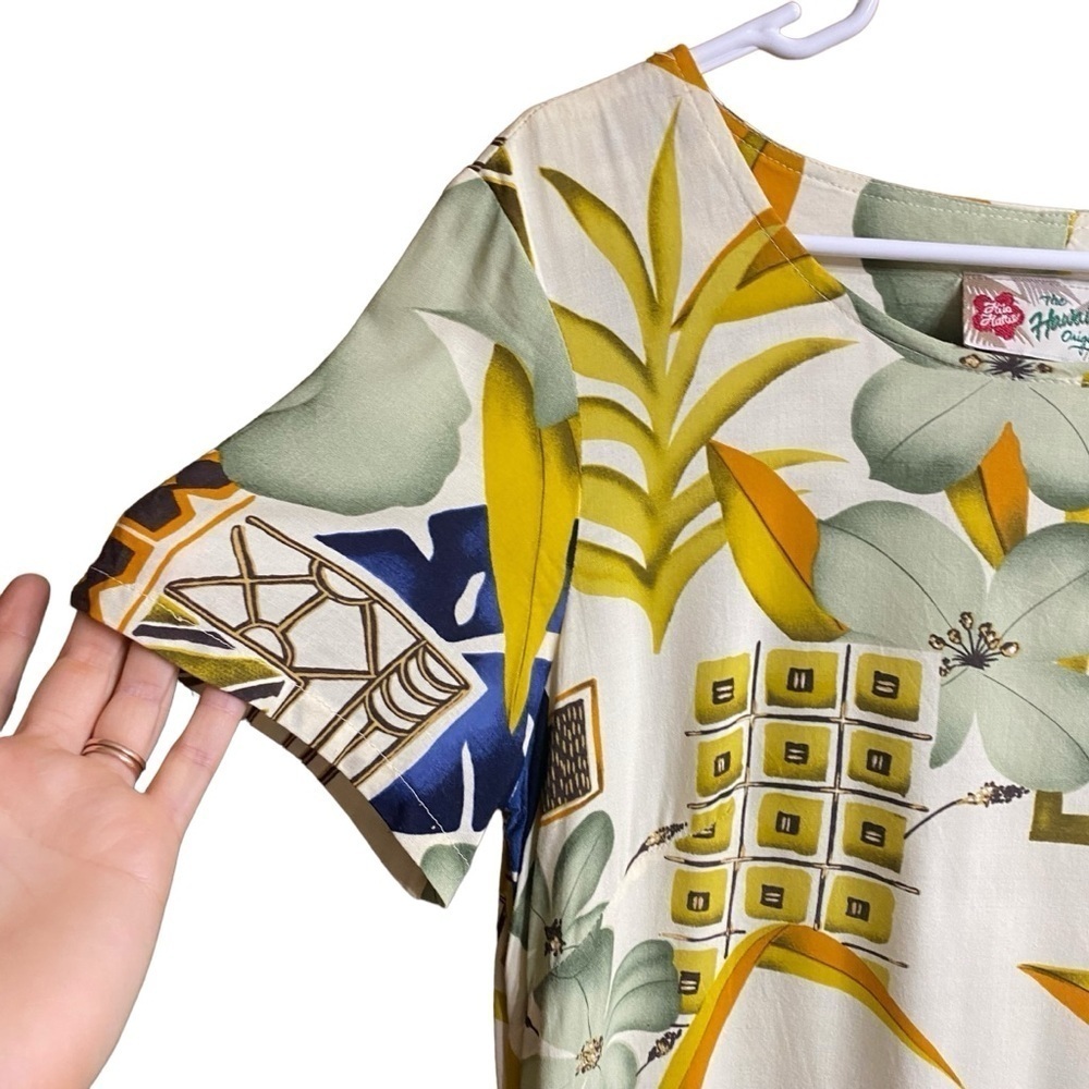 VTG The Hawaiian Original Hilo Hattie Blue Yellow Floral Midi Dress Size Small - Picture 3 of 7